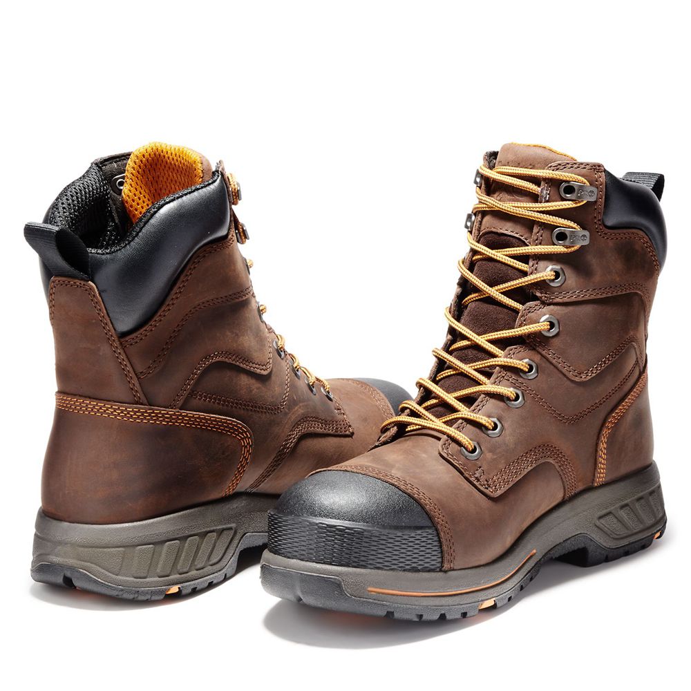 Botas de Trabajo Timberland Hombre Pro® Helix Hd 8\" Soft Toe Marrones/Negras - Chile GYR-418357